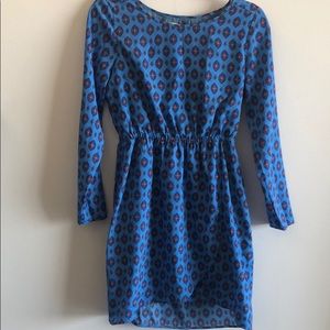 JCrew Paisley Blue Long Sleeve Dress